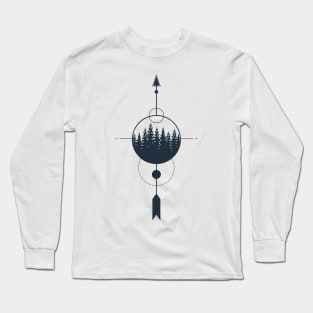 Inspirational Illustration With Arrow And Mountains In Geometric Style Long Sleeve T-Shirt